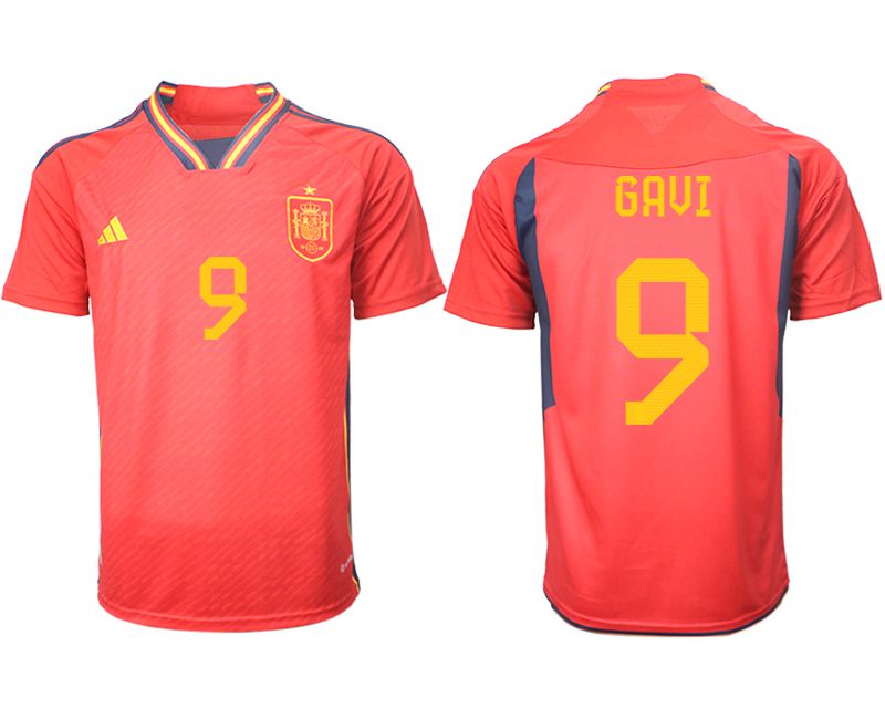 Men 2022 World Cup National Team Spain home aaa version red #9 Soccer Jersey->mexico jersey->Soccer Country Jersey